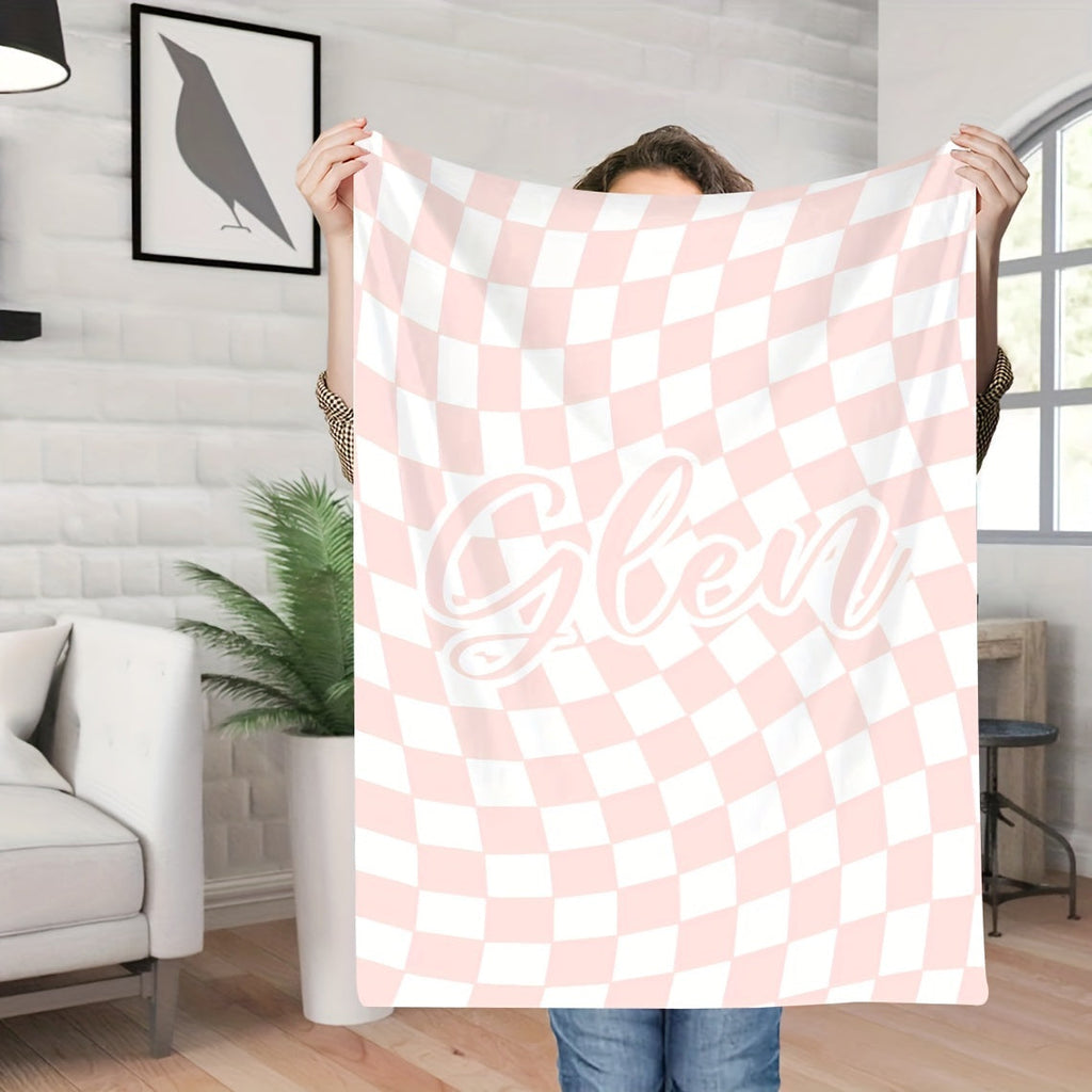 1pc Custom Blanket Vintage Striped Name Custom Blanket Soft Flannel Sofa Blanket TV Blanket Personalized Custom Blanket Exclusive Gift Blanket Lootquake LLC