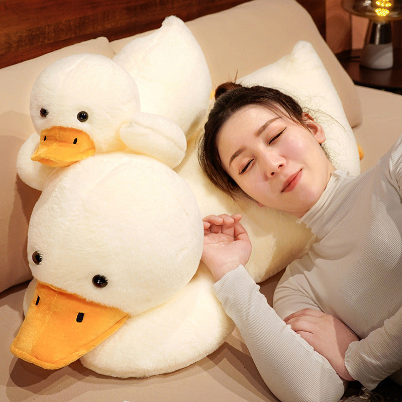 Lying Big White Duck Feather Plush Toy Soft And Adorable Pillow Pi-Mart