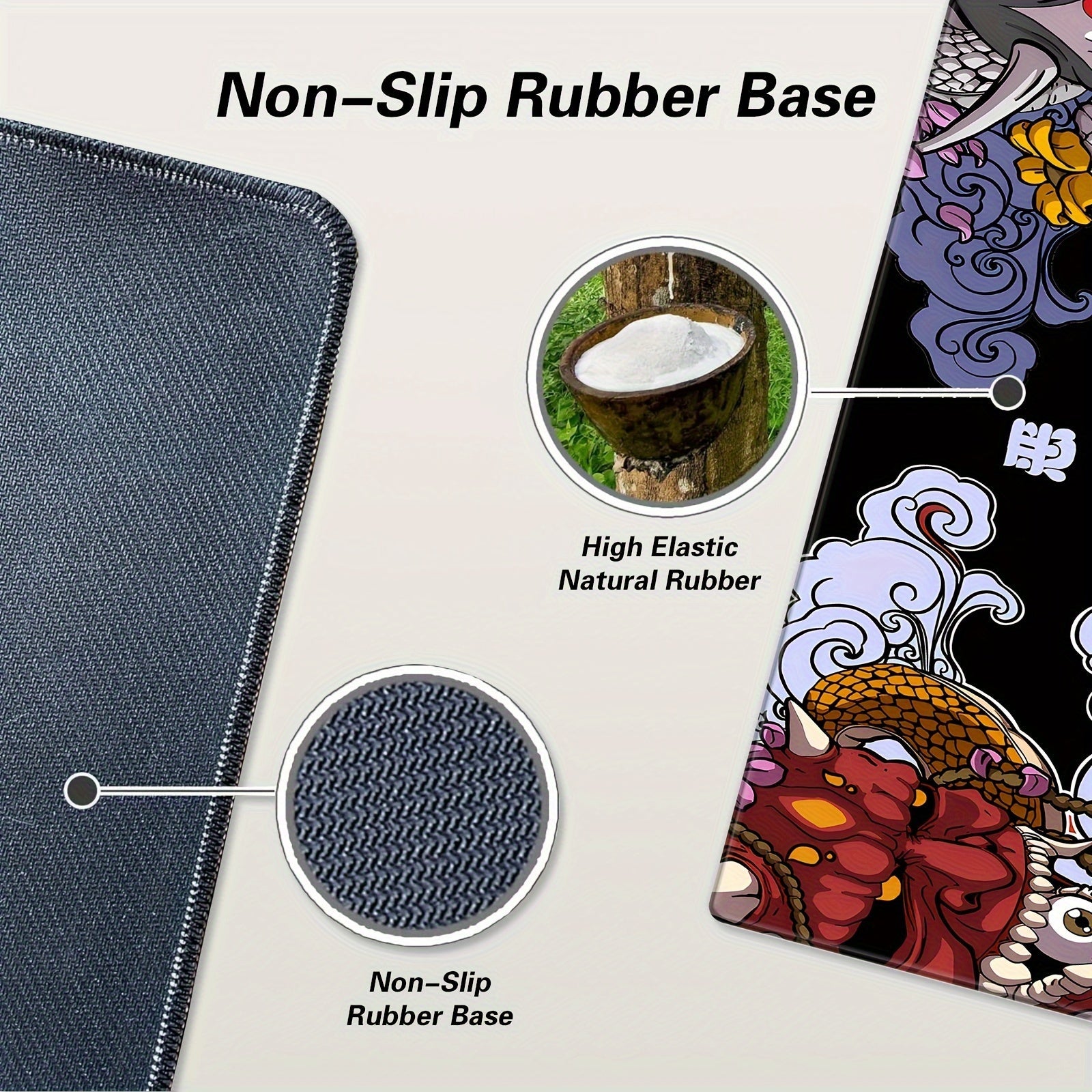 XXL Gaming Mouse Pad, Non-Slip Rubber Base Desk Mat, Washable Office Keyboard Pad with Japanese Oni Design, Mouse Pads for Desk Lootquake LLC