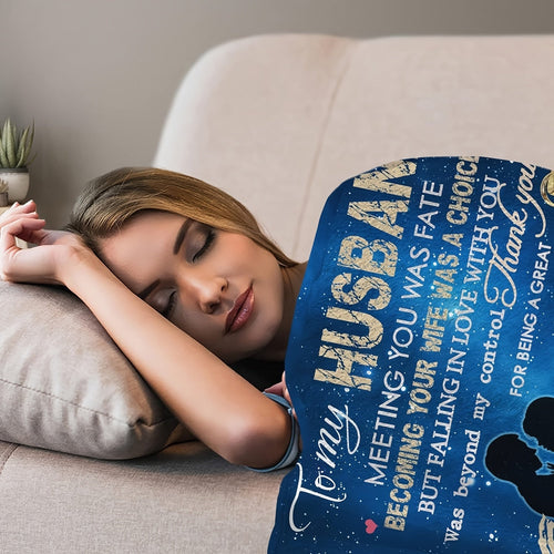 1pc, Blanket For The Husband Of The Wife, A Birthday Gift For The Man, A Blanket Gift For The Husband Birthday Gift Ideas, The Best Christmas Valentine Wedding For Him, Warm Cozy Soft Blanket For Couch Bed Sofa Office Camping Lootquake LLC
