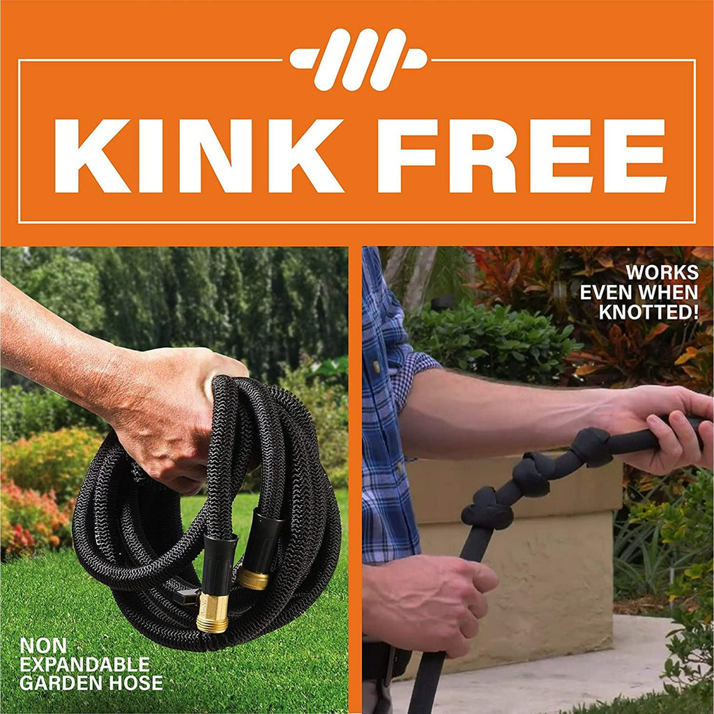 Bionic Flex Pro 100' Garden Hose Heavy Duty, Lightweight Weatherproof Garden Water Hose, Brass Fittings, Adjustable Brass Spraying and Shooting Nozzle, Kink Free Hose, 500 PSI Tear Resistant- 100ft.