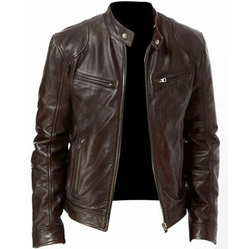 PU Leather Jacket Slim Leather Jacket Pi-Mart