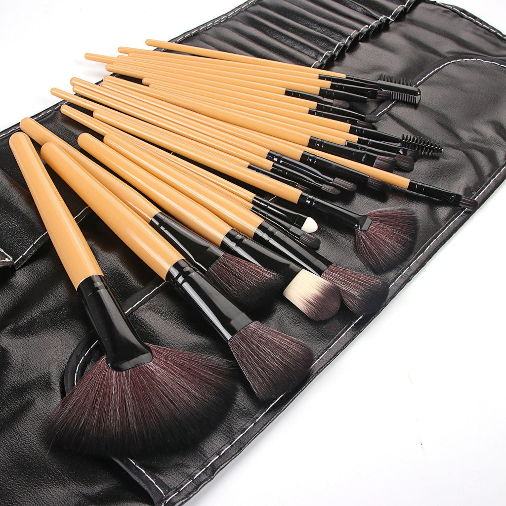 Shadowing 24 Makeup Brushes Set, Brownnatural Wood Pi-Mart