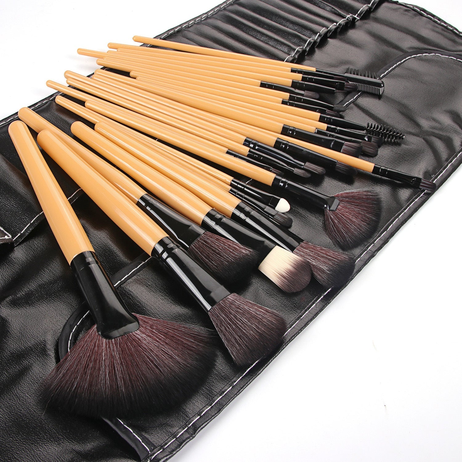 Shadowing 24 Makeup Brushes Set, Brownnatural Wood Pi-Mart