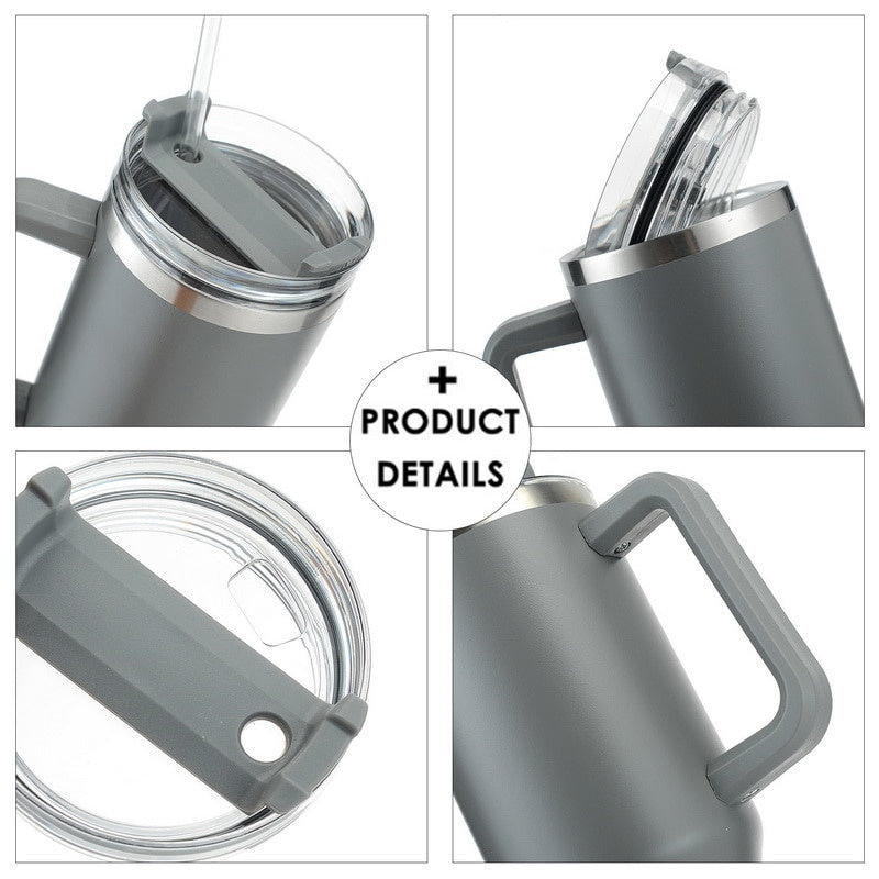 40oz Straw Coffee Insulation Cup With Handle Portable Car Stainless Steel Water Bottle LargeCapacity Travel BPA Free Thermal Mug Pi-Mart