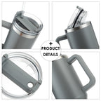 40oz Straw Coffee Insulation Cup With Handle Portable Car Stainless Steel Water Bottle LargeCapacity Travel BPA Free Thermal Mug Pi-Mart