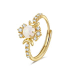 Platinum Round White Opal Glossy Double Moon Edge