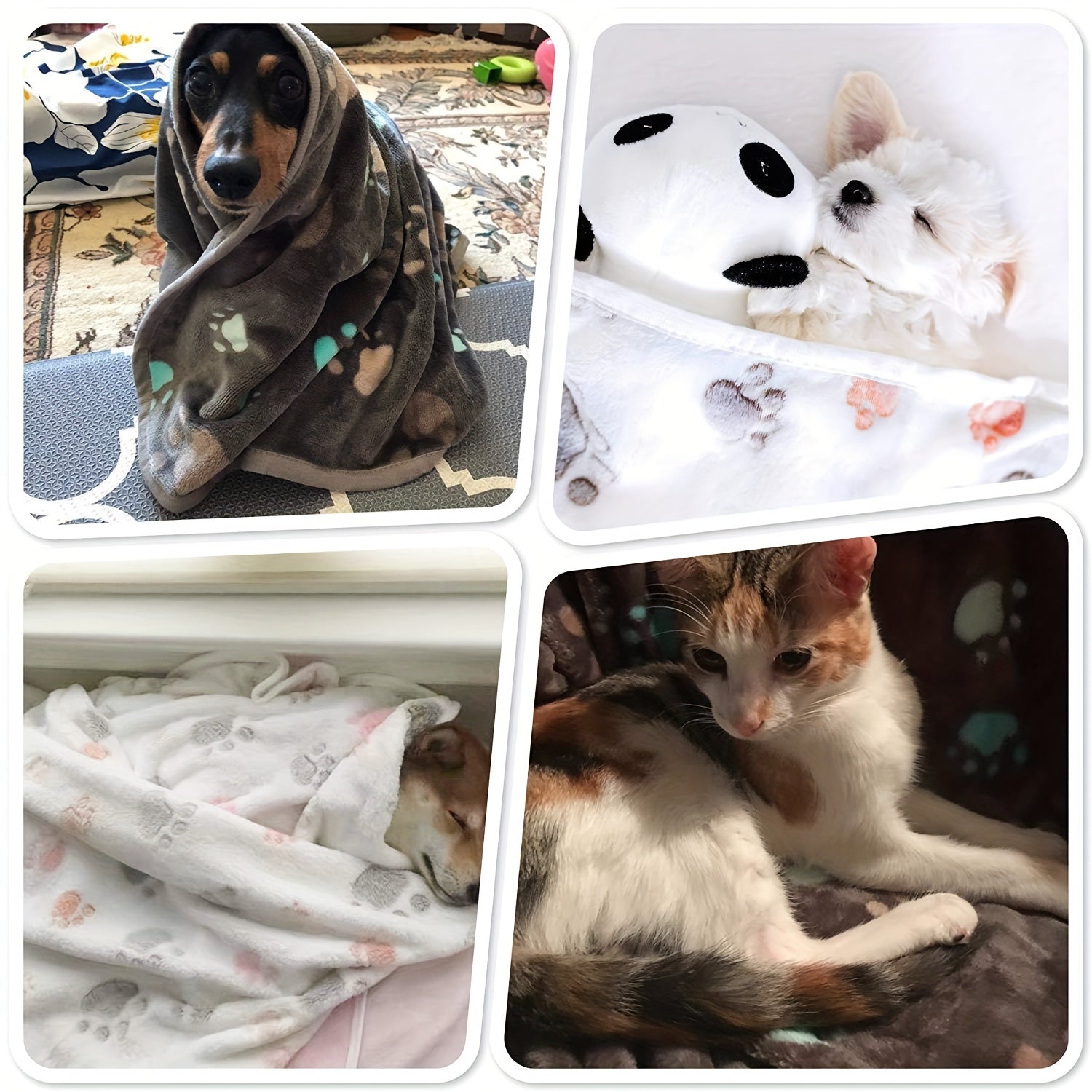 1pc Cozy Pet Blanket with Paw Print Design - Soft Fleece Dog & Cat Mat, Warm Sofa Bed Cushion Cover for Puppy Comfort & Snuggle Time
