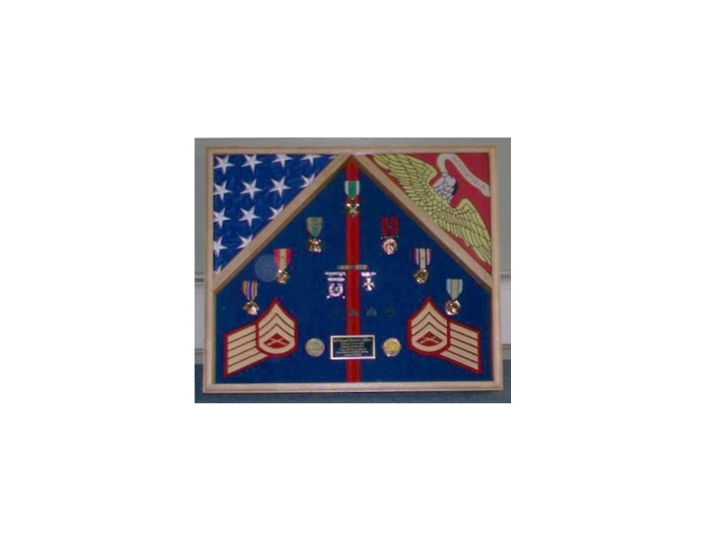 Marine Corps 2 Flag Shadow Box Display Case b- 4' x 6' burial flags The Military Gift Store