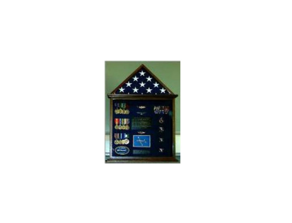 Flag Case, 4' x 6' Flag and Badge display cases - Walnut The Military Gift Store