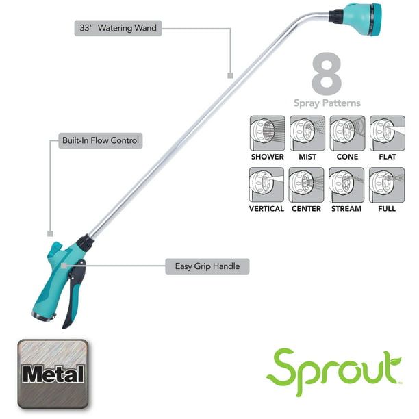 Sprout 8-Pattern 33" watering Wand in Green