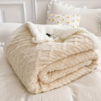 [Versatile Use] Luxurious Double-Layer Jacquard Taffeta Fleece Blanket, Thick Plush White Bed Throw for Single or Double Use - Soft, Cozy, All-Season Comfort, Ideal for Bedroom Elegance, Blanket for Bed Lootquake LLC