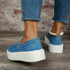 New Loafers Platform Round Toe Slip-on Shoes For Women Outdoor Casual Walking Shoes Pi-Mart