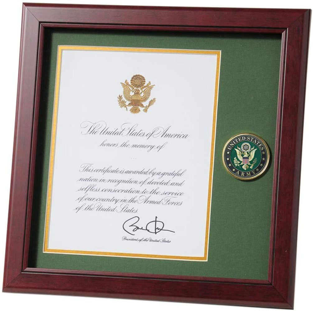 Army Presidential Memorial Certificate Frame with Medallion - 8 x 10 inch The Military Gift Store