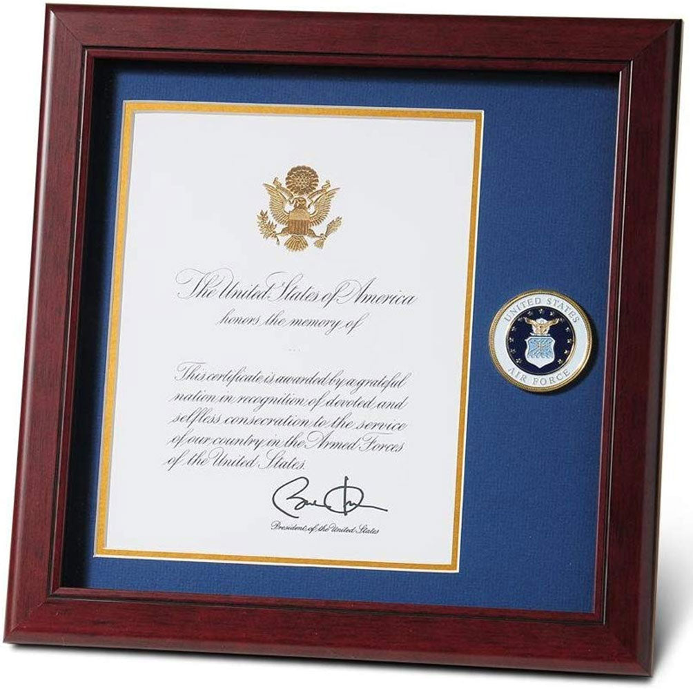 Air Force Presidential Memorial Certificate Frame with Medallion - 8 x 10 inch. The Military Gift Store