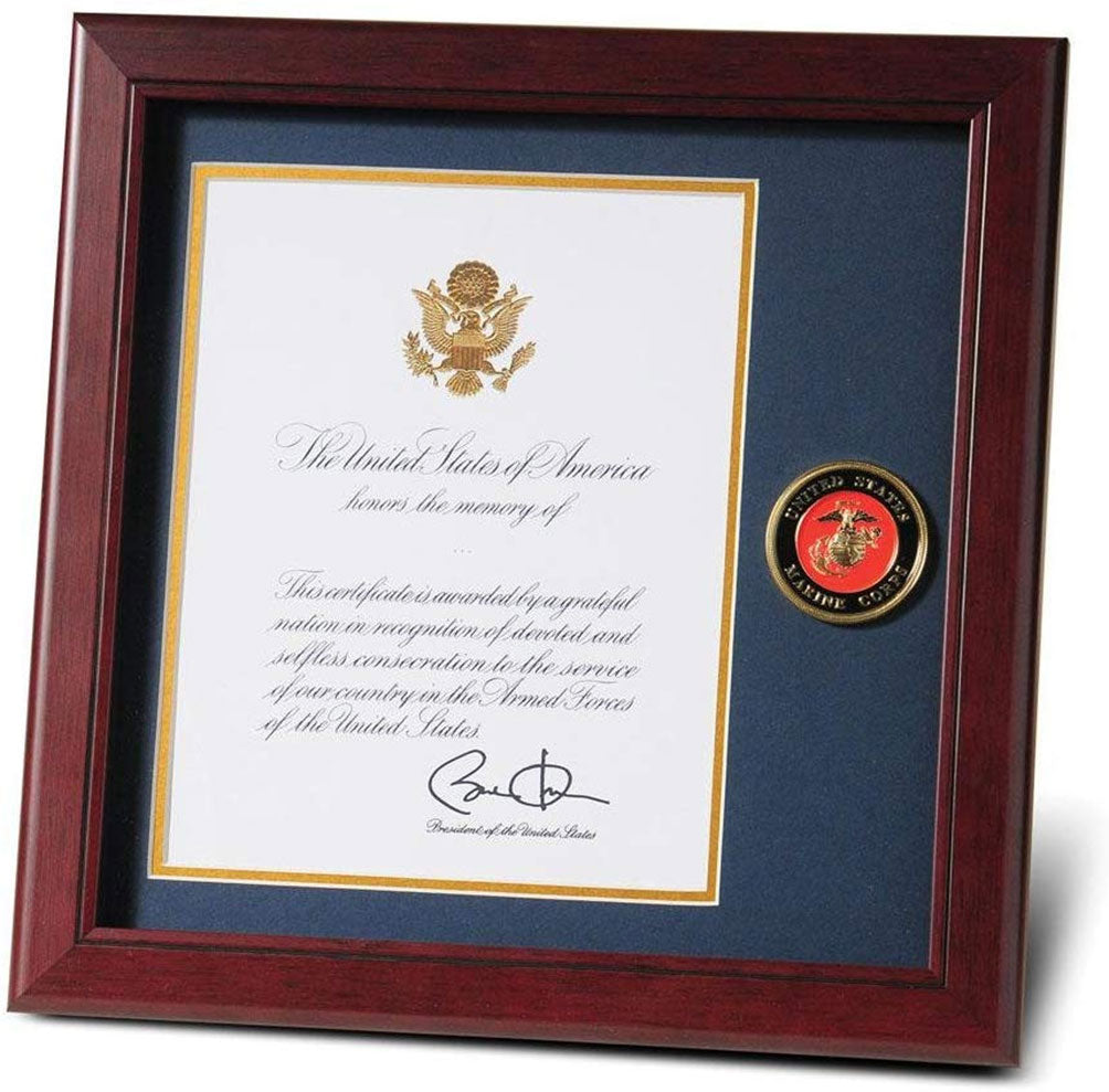 Marine Corps Presidential Memorial Certificate Frame with Medallion - 8 x 10 inch The Military Gift Store