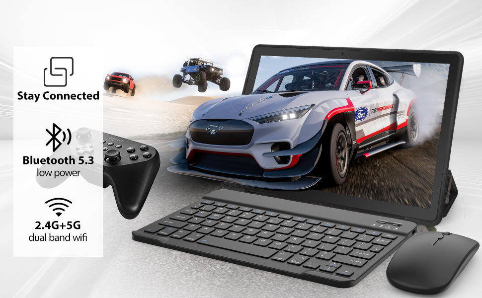 A7L 10.1 Inch Android14 Tablet 14GB RAM 64GB ROM Octa-Core Processor HD IPS WiFi Protective Case Pen Keyboard Mouse Headphone PC Lootquake LLC