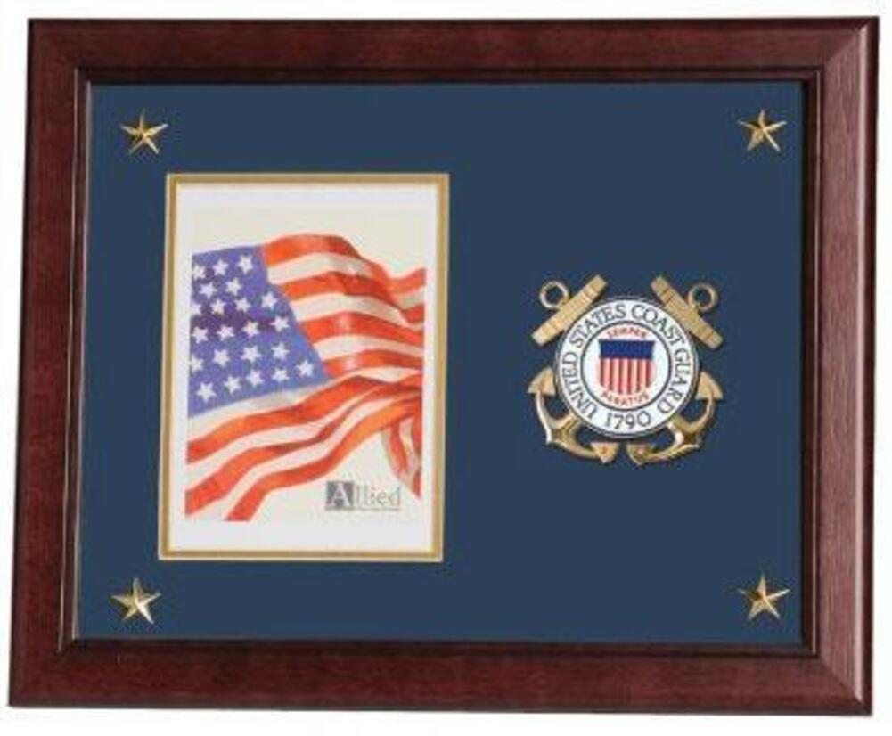 Flag Connections United States Coast Guard Vertical Picture Frame with Medallion and Stars The Military Gift Store