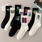 3/6/8/10/12 Pairs Of Medium Length Socks With Graffiti And Spray Painting For Personalized Fashion, Comfort, And Durability Lootquake LLC
