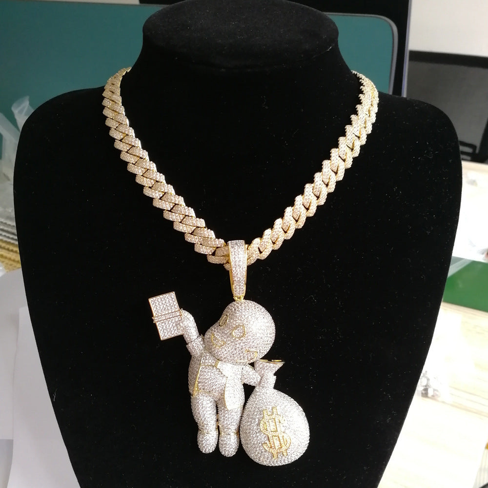 Two-color White Zirconium Necklace Bald Hand-held USD Pi-Mart