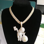 Two-color White Zirconium Necklace Bald Hand-held USD Pi-Mart