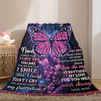 1pc Butterfly Printed Flannel Blanket, To My Daughter From Mom Envelope Blanket For All Season, Warm Cozy Soft Throw Blanket Nap Blanket For Couch Bed Sofa Office Camping Travel Home Decor, Holiday Gift Blanket For Daughter Lootquake LLC