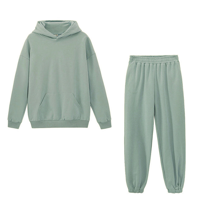 Women's Hoodie And Sweatpants White Sportswear Two-piece Suit Pi-Mart
