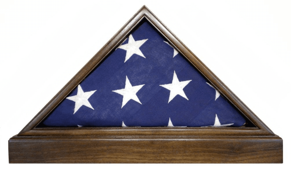 Solid Cherry Flag Case & BASE for 5x9.5 Memorial Burial Flag, USA Made, Fine Furniture Quality The Military Gift Store