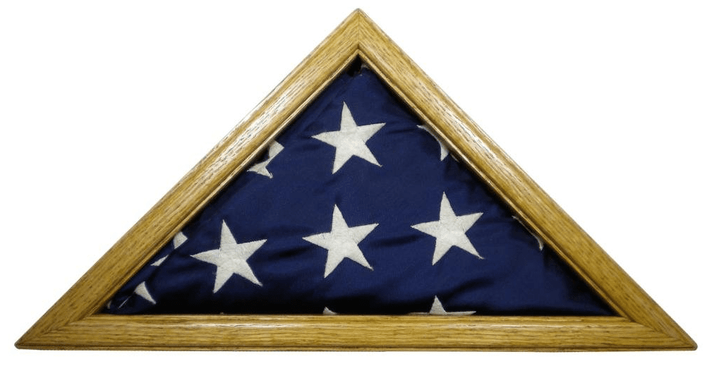 Solid Light Oak Flag Case for 3 x 5’ Nylon Flag, Military Missions or State Capital Size, USA Made The Military Gift Store