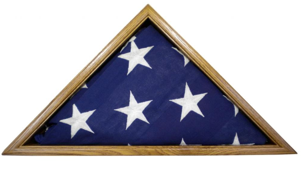 Light Oak Flag Display Case, 5x9.5' Solid Oak Memorial Burial Flag, USA Made, Fine Furniture Quality The Military Gift Store