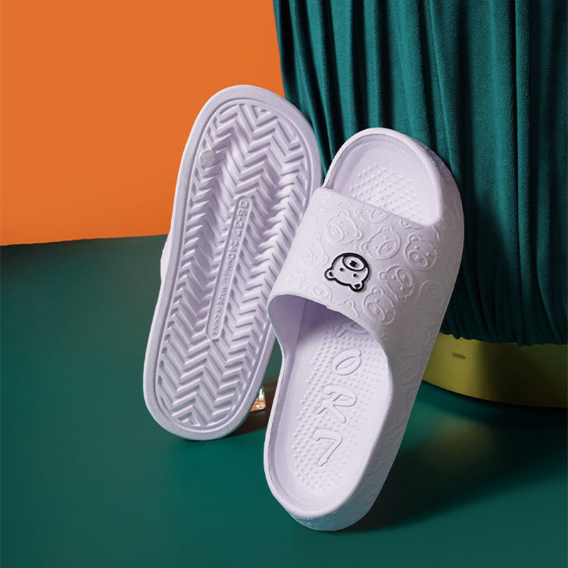 Cute Bear Slippers Indoor Non-slip Thick Soles Floor Bedroom Bathroom Slippers For Women Men Fashion House Shoes Summer Pi-Mart