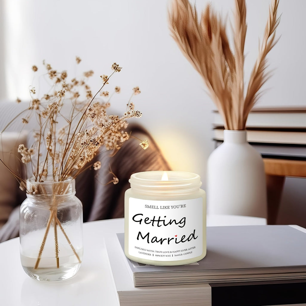 Lavender Bliss Bridal Shower Candle - 3.5oz Soy Wax Scented Candle with True Love & Happy Ever After Aroma, Ideal for Engagement, Bachelorette Party & Wedding Gifts, Infused with Lavender Essence, Wedding Favor Candle|Elegant Lootquake LLC