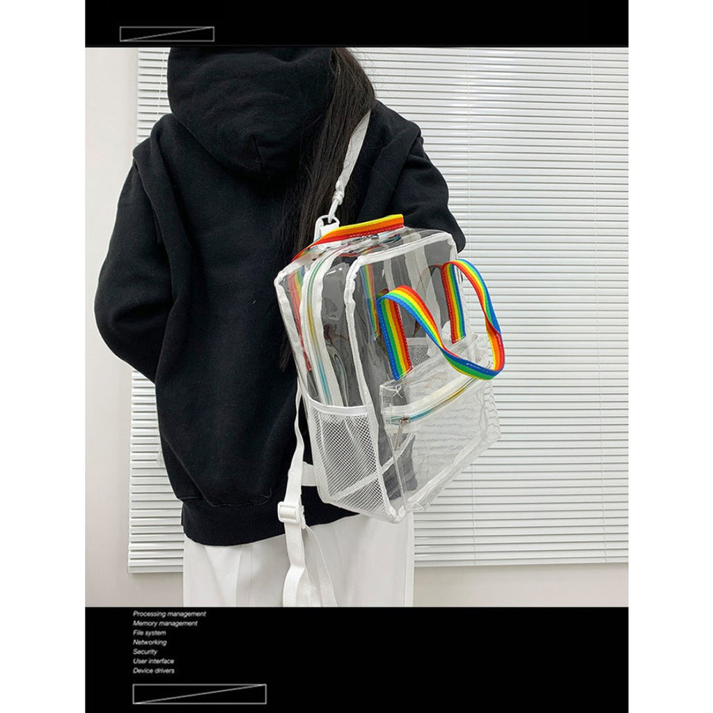 Waterproof PVC Backpack Purse with Clear Design, Durable and Stylish, Perfect for Travel, School, and Everyday Use School Bag Summer Waterproof PVC Beach Bag - SJB-DIAMOND ELITES