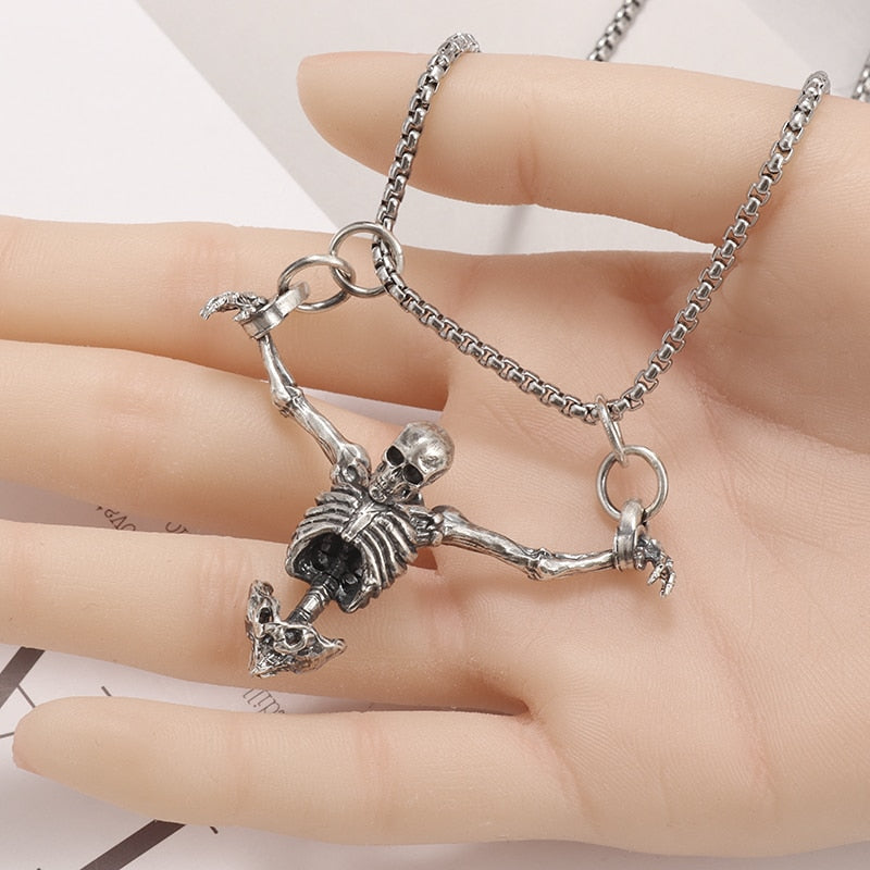 Crucifixion Skull Pendant Necklace Pi-Mart