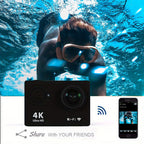 4K 30FPS 12MP Action Camera - Full HD Wifi Connected Sports Camera - Outdoor Cycling Diving HD Camera With 32G Card Lootquake LLC