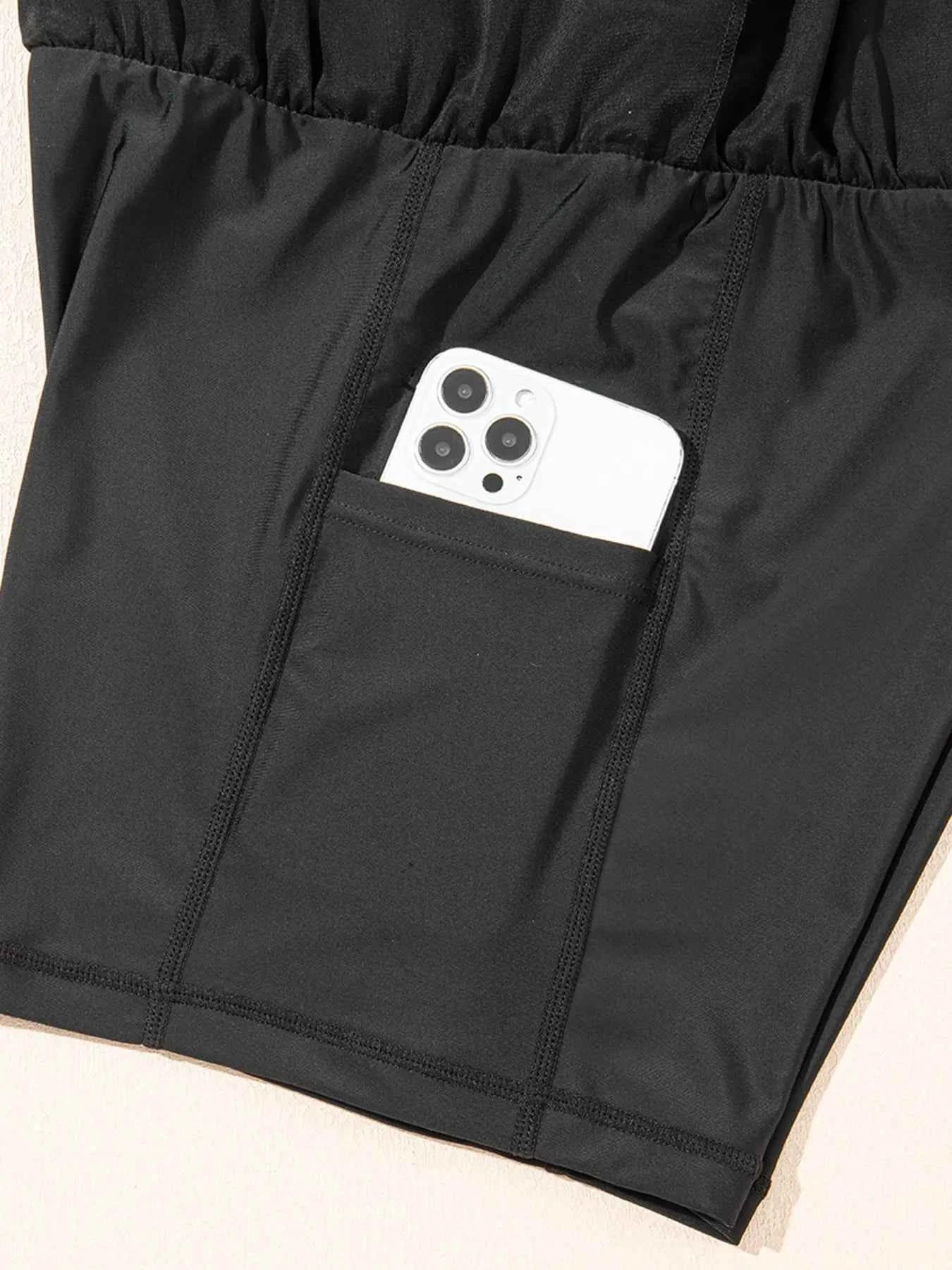 High Waisted Drawstring Swim Shorts THRIXINE