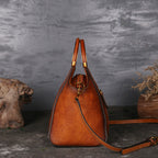 Genuine Embossed Leather Messenger Top Handle Bag Retro Handbag Totem Pattern High Quality Natural Skin Women Shoulder Tote Bags Pi-Mart