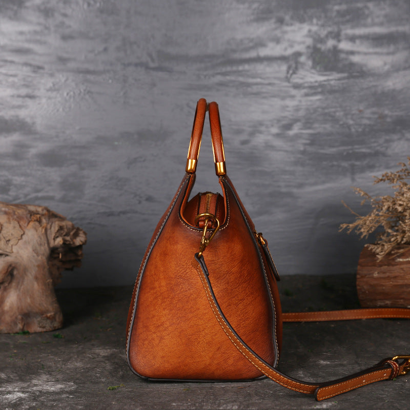 Genuine Embossed Leather Messenger Top Handle Bag Retro Handbag Totem Pattern High Quality Natural Skin Women Shoulder Tote Bags Pi-Mart