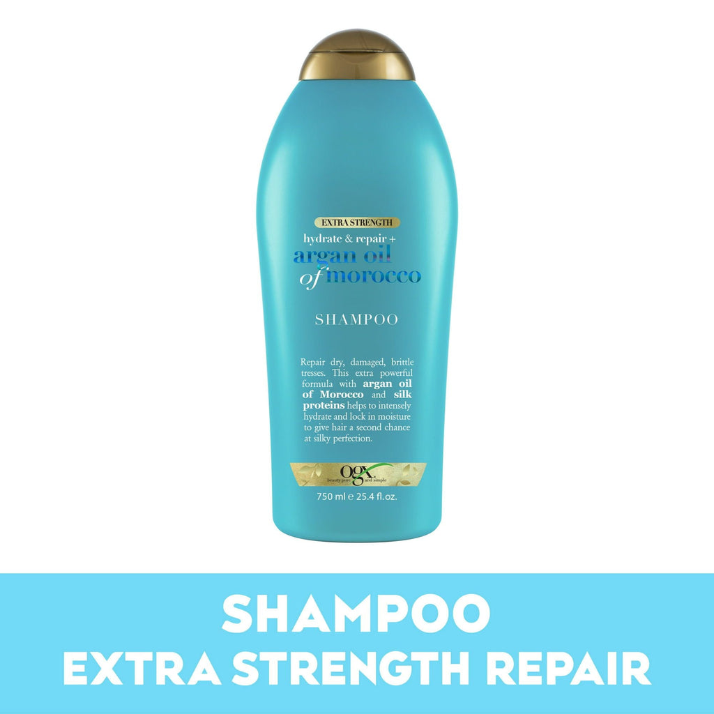 OGX Extra Strength Hydrate & Repair + Argan Oil of Morocco Nourishing Daily Shampoo, 25.4 fl oz - SJB-DIAMOND ELITES