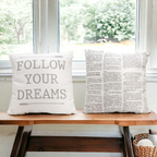 Follow Your Dreams 16in Canvas Pillow Rustic Farmhouse Arrow Throw BandsCo Straps