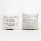Follow Your Dreams 16in Canvas Pillow Rustic Farmhouse Arrow Throw BandsCo Straps