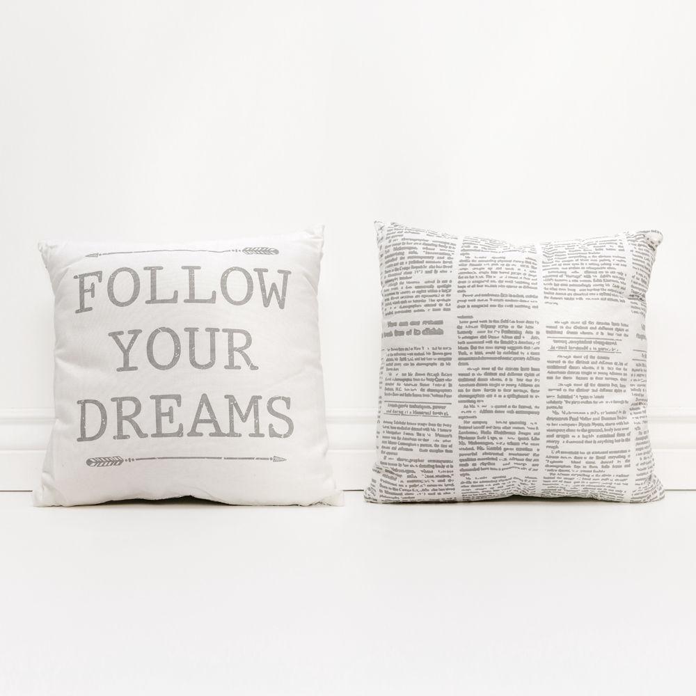 Follow Your Dreams 16in Canvas Pillow Rustic Farmhouse Arrow Throw BandsCo Straps