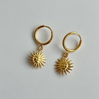 18K Gold Earrings Temperament Light Luxury Sun Element Trend Pendant Earrings Titanium Steel Plated Pi-Mart