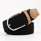 Women's Canvas Belt Student Pants Casual Stretch Braided Needle Buckle Pi-Mart