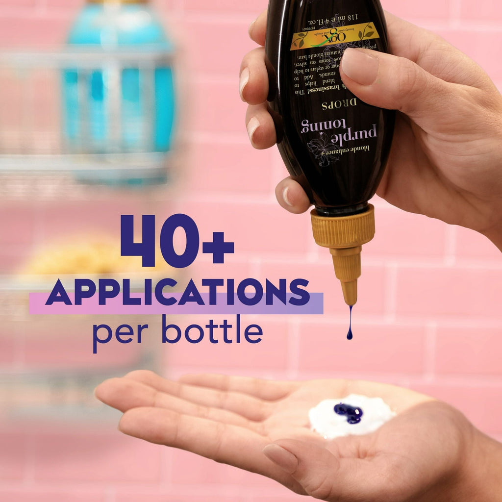 OGX Blonde Enhanced + Purple Toning Drops Pre-Lightened, Natural Blonde Hair Color Protection Keratin Treatment 4 fl oz EasyOptionXY LLC