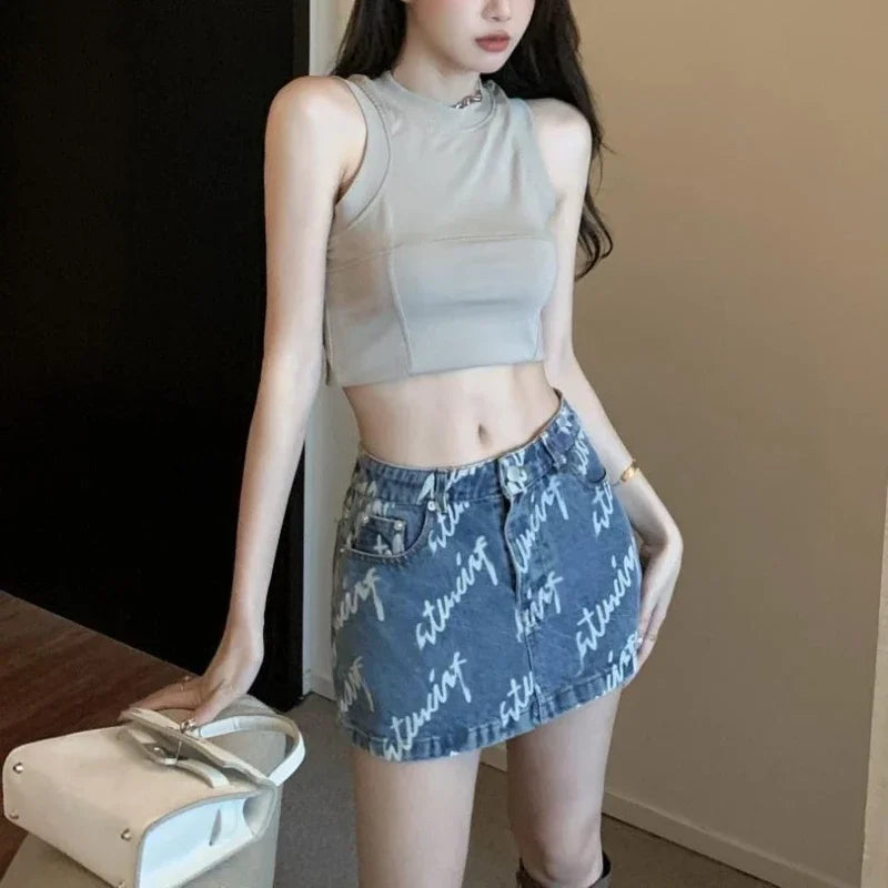 With Pocket Coquette Mini Woman Denim Skirt Sexy Casual Clothing Trend 2025 Y2k Vintage Summer V Short Jeans Skirts for Women Purplish Diva