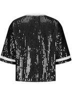 Sequin Football Top - Sparkling Half-Sleeve Blouse | Femstylo