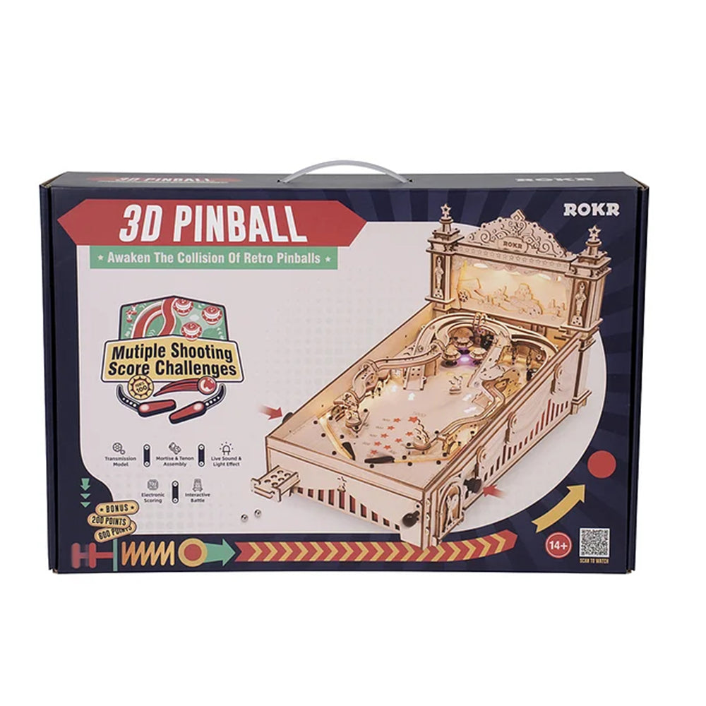 Robotime ROKR DIY Pinball Machine 3D Wooden Puzzle Amusing Table Game EG01 Pi-Mart