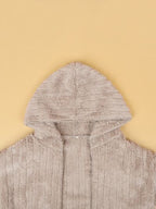 Women Plus Size Hooded Open Front Fuzzy Jacket With Long Sleeves Elegant And Comfortable Jacket