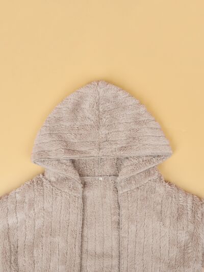 Women Plus Size Hooded Open Front Fuzzy Jacket With Long Sleeves Elegant And Comfortable Jacket
